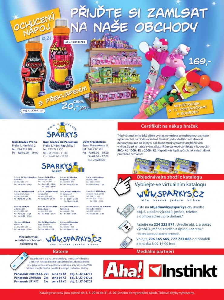 leták Sparkys strana 1 leták Sparkys strana 1