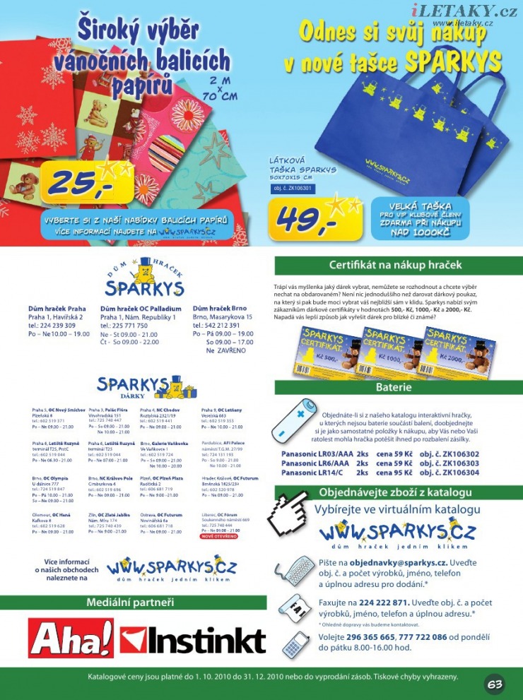 leták Sparkys strana 1 leták Sparkys strana 1